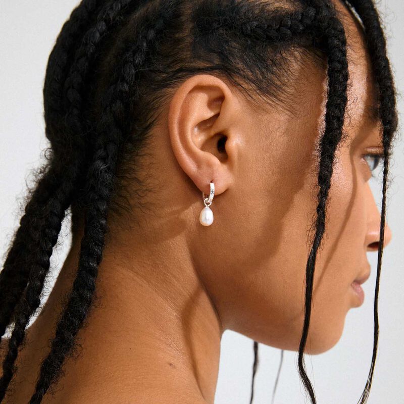 Pilgrim Elliana White Earrings - Silver Plated image number 1